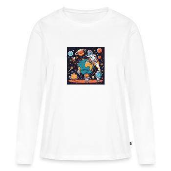 Wir sind die Erde - Frauen Premium Bio Langarmshirt - Weiß - Vorne - Julia (174cm)
