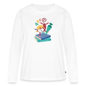 Singe avec cône d’école inscription à l’école enfant - T-shirt manches longues Premium bio Femme - blanc - Devant - Julia (174cm)