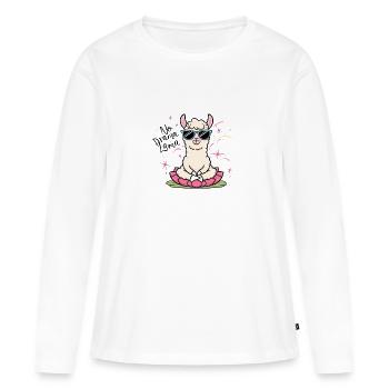 Pas de drame Lama - T-shirt manches longues Premium bio Femme - blanc - Devant - Julia (174cm)