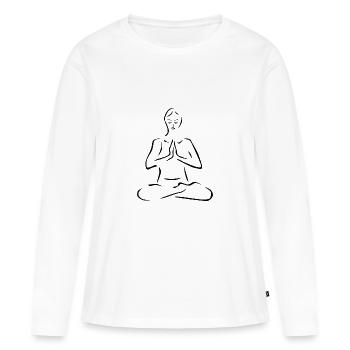 La femme qui médite - T-shirt manches longues Premium bio Femme - blanc - Devant - Julia (174cm)