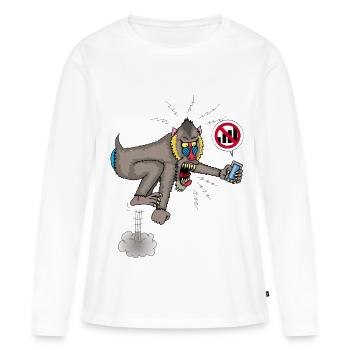 Monkey and mobile phone - Women's Premium Organic Long Sleeve Shirt - white - Front - Julia (174cm)