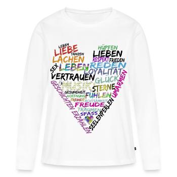 Herz Text - Frauen Premium Bio Langarmshirt - Weiß - Vorne - Julia (174cm)
