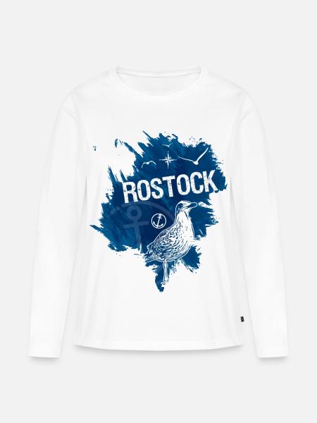Rostock - Ostsee - Frauen Premium Bio Langarmshirt - Weiß