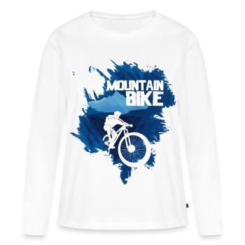 VTT blanc bleu - T-shirt manches longues Premium bio Femme - blanc - Devant - Julia (174cm)