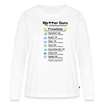 Météo Gourou Liste de prix Météo - T-shirt manches longues Premium bio Femme - blanc - Devant - Julia (174cm)