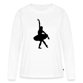 Ballerina Silhouette / Prima Ballett Tänzerin - Frauen Premium Bio Langarmshirt - Weiß - Vorne - Julia (174cm)