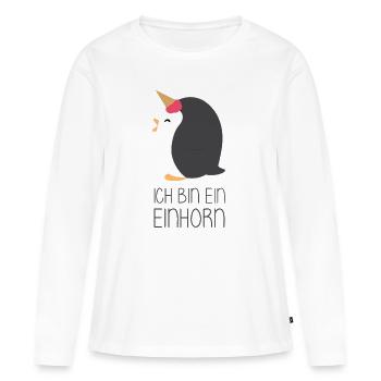 Einhorn Pinguin - Frauen Premium Bio Langarmshirt - Weiß - Vorne - Julia (174cm)