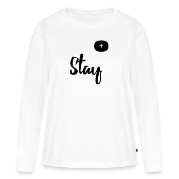 Restez positif - T-shirt manches longues Premium bio Femme - blanc - Devant - Julia (174cm)