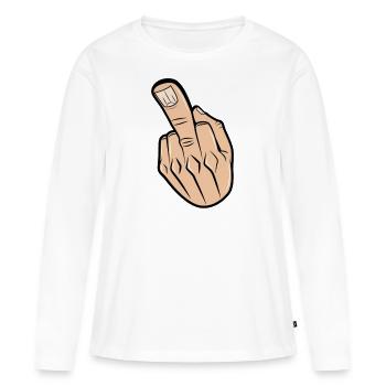 middle finger - Women's Premium Organic Long Sleeve Shirt - white - Front - Julia (174cm)