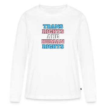 Les droits des trans sont des droits de l’homme - T-shirt manches longues Premium bio Femme - blanc - Devant - Julia (174cm)