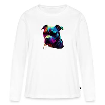 American Staffordshire Terrier Chiens Américain - T-shirt manches longues Premium bio Femme - blanc - Devant - Julia (174cm)