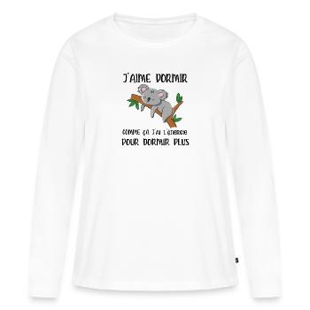 j'aime dormir - T-shirt manches longues Premium bio Femme - blanc - Devant - Julia (174cm)