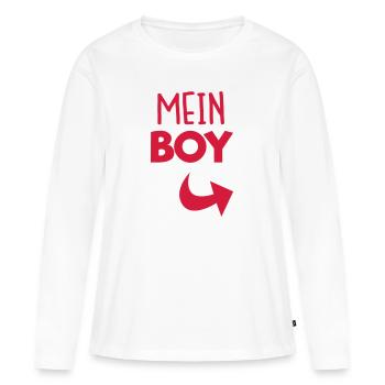 Mein Boy - Frauen Premium Bio Langarmshirt - Weiß - Vorne - Julia (174cm)