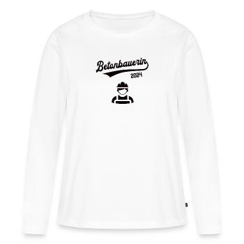 Betonbauerin 2024 Beruf Stahlbetonbauerin Betonbau - Frauen Premium Bio Langarmshirt - Weiß - Vorne - Julia (174cm)