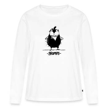 Oiseau grincheux - T-shirt manches longues Premium bio Femme - blanc - Devant - Julia (174cm)