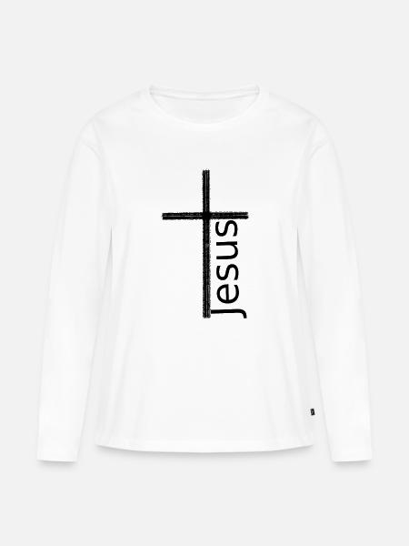 Jesus Christus Kreuz Ostern - Frauen Premium Bio Langarmshirt - Weiß