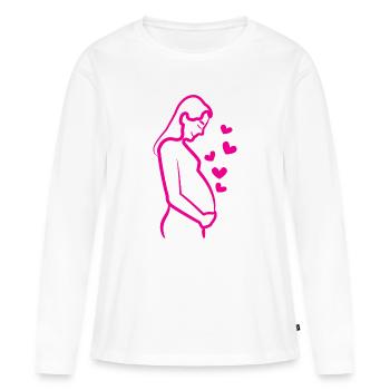 Bébé ventre mère grossesse grossesse coeur - T-shirt manches longues Premium bio Femme - blanc - Devant - Julia (174cm)