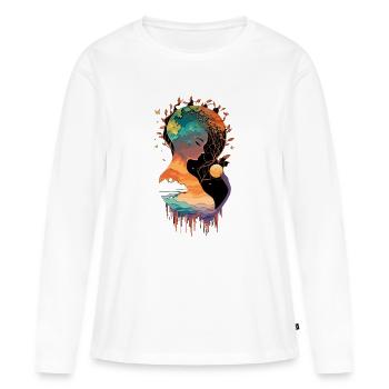 Harmonie naturelle Oeuvre - T-shirt manches longues Premium bio Femme - blanc - Devant - Julia (174cm)