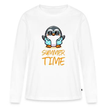 Pingouin Heure d’été - T-shirt manches longues Premium bio Femme - blanc - Devant - Julia (174cm)