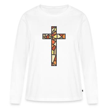 Stained Glass Cross - Women's Premium Organic Long Sleeve Shirt - white - Front - Julia (174cm)