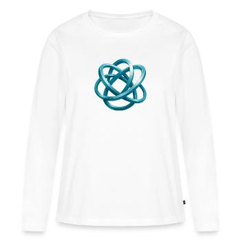 Motif de noeud tressé bleu - T-shirt manches longues Premium bio Femme - blanc - Devant - Julia (174cm)