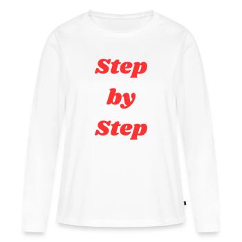 Typographie étape par étape - T-shirt manches longues Premium bio Femme - blanc - Devant - Julia (174cm)