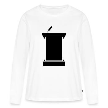 Étape du podium - T-shirt manches longues Premium bio Femme - blanc - Devant - Julia (174cm)