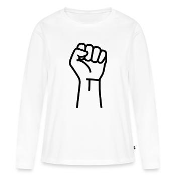 Faust Widerstand Protest Outline - Frauen Premium Bio Langarmshirt - Weiß - Vorne - Julia (174cm)