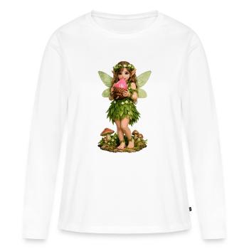 Fee mit rosa Eichel - Frauen Premium Bio Langarmshirt - Weiß - Vorne - Julia (174cm)