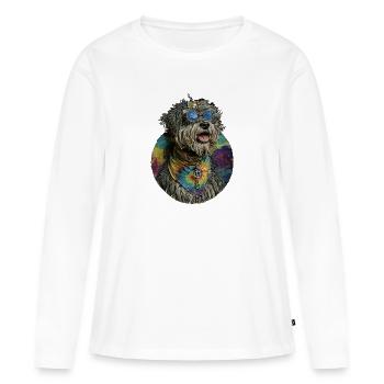 Hippie Hund - Frauen Premium Bio Langarmshirt - Weiß - Vorne - Julia (174cm)