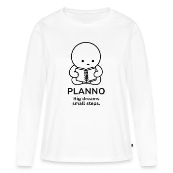 Plan – Grands Rêves | Motivation des petits pas - T-shirt manches longues Premium bio Femme - blanc - Devant - Julia (174cm)