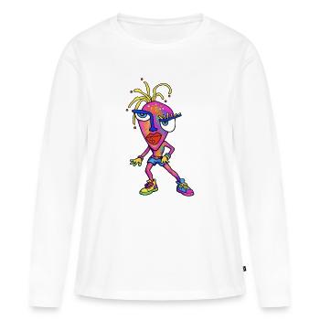 Portrait de dessin animé néon sauvage - T-shirt manches longues Premium bio Femme - blanc - Devant - Julia (174cm)