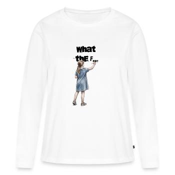 Fille peignant une œuvre statement WTF - T-shirt manches longues Premium bio Femme - blanc - Devant - Julia (174cm)