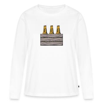 Caisse à bière - T-shirt manches longues Premium bio Femme - blanc - Devant - Julia (174cm)