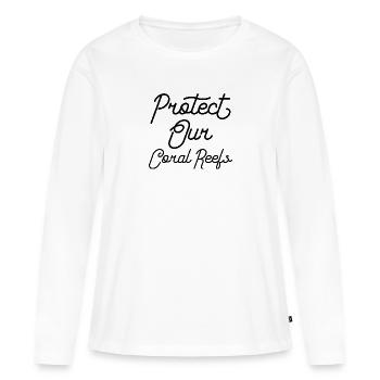 Protéger nos récifs coralliens - T-shirt manches longues Premium bio Femme - blanc - Devant - Julia (174cm)