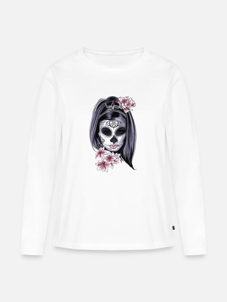 Maske - Frauen Premium Bio Langarmshirt - Weiß