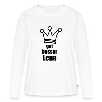 Lena - Frauen Premium Bio Langarmshirt - Weiß - Vorne - Julia (174cm)