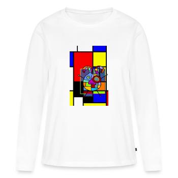 LOVE GEOMETRIC SHAPES - Frauen Premium Bio Langarmshirt - Weiß - Vorne - Julia (174cm)