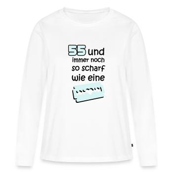 55 fünfundfünzigster anniversaire: et toujours - T-shirt manches longues Premium bio Femme - blanc - Devant - Julia (174cm)