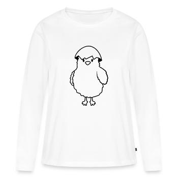Küken mit Eierschale auf dem Kopf - Frauen Premium Bio Langarmshirt - Weiß - Vorne - Julia (174cm)