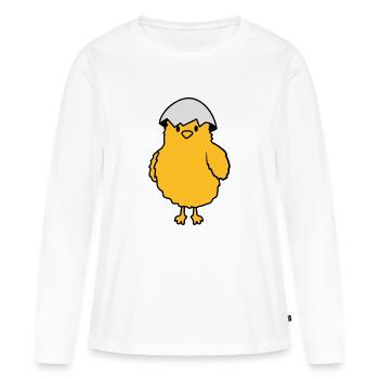 Küken mit Eierschale auf dem Kopf - Frauen Premium Bio Langarmshirt - Weiß - Vorne - Julia (174cm)