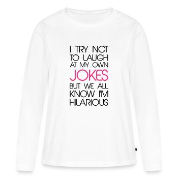 Jokes - Frauen Premium Bio Langarmshirt - Weiß - Vorne - Julia (174cm)