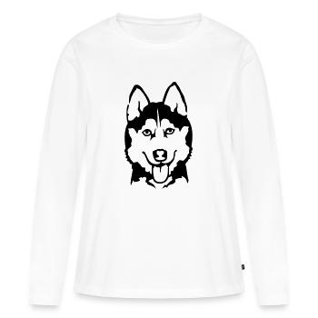 Husky - T-shirt manches longues Premium bio Femme - blanc - Devant - Julia (174cm)