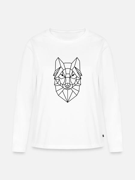 Wolf Wolf - Frauen Premium Bio Langarmshirt - Weiß