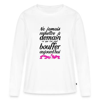 humour couple sexe amour bouffer chatte citation - T-shirt manches longues Premium bio Femme - blanc - Devant - Julia (174cm)