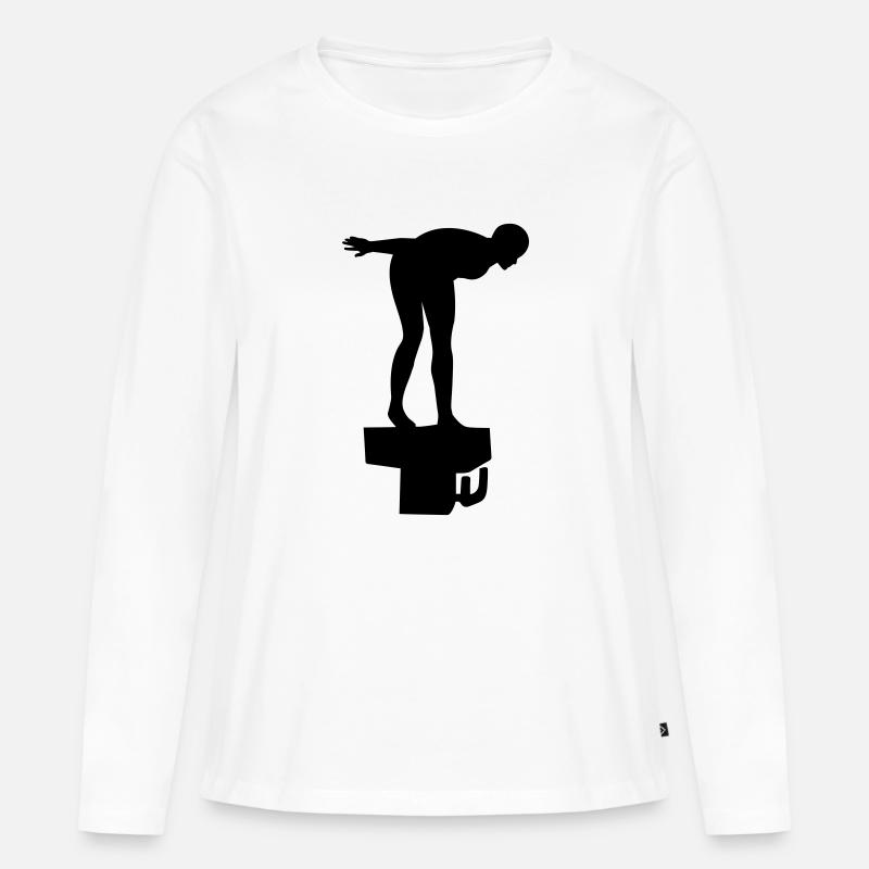 Nuotare - Maglia a maniche lunghe ecologica premium da donna - bianco