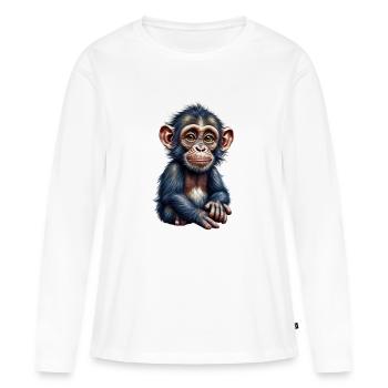 Singe singe - T-shirt manches longues Premium bio Femme - blanc - Devant - Julia (174cm)