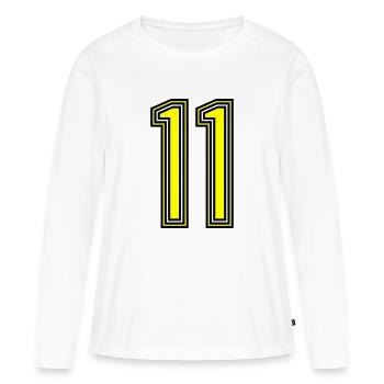 11 - Frauen Premium Bio Langarmshirt - Weiß - Vorne - Julia (174cm)