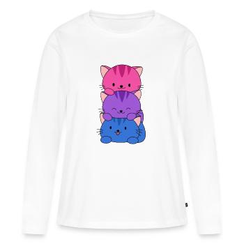 Chats bisexuels mignons LGBT bi - T-shirt manches longues Premium bio Femme - blanc - Devant - Julia (174cm)