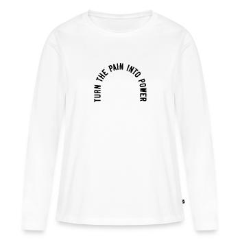 Transformez la douleur en puissance - T-shirt manches longues Premium bio Femme - blanc - Devant - Julia (174cm)